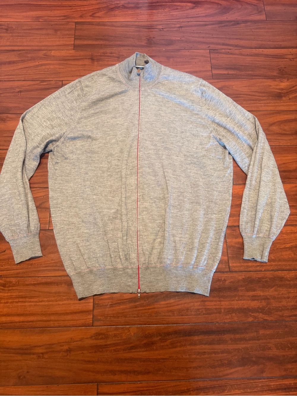 Brunello Cucinelli Light Gray Full-Zip Sweater cashmere/silk men’s sizes 58
